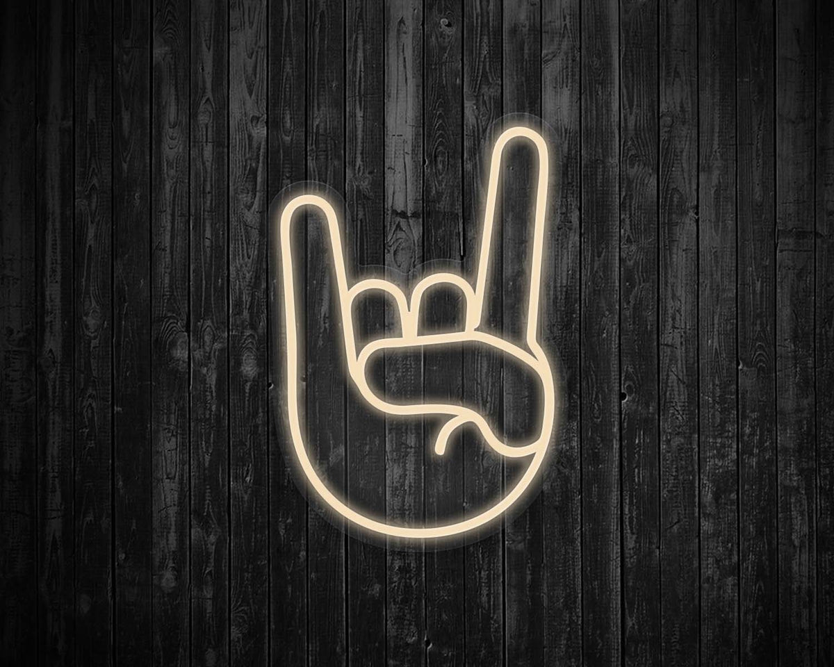 Rock On Emoji Neon Sign