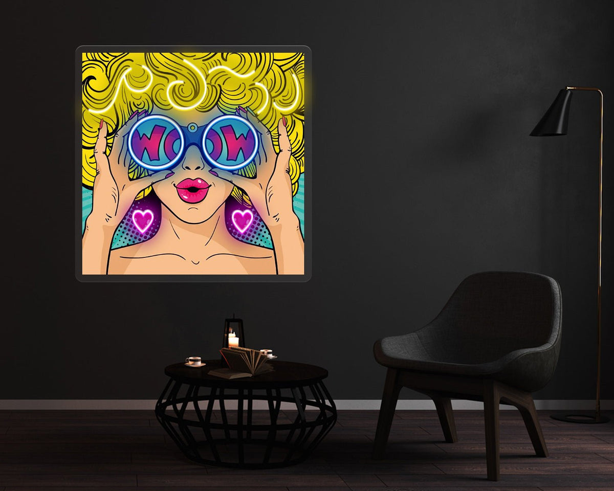 Wow Face Sexy Pop Art Neon Sign