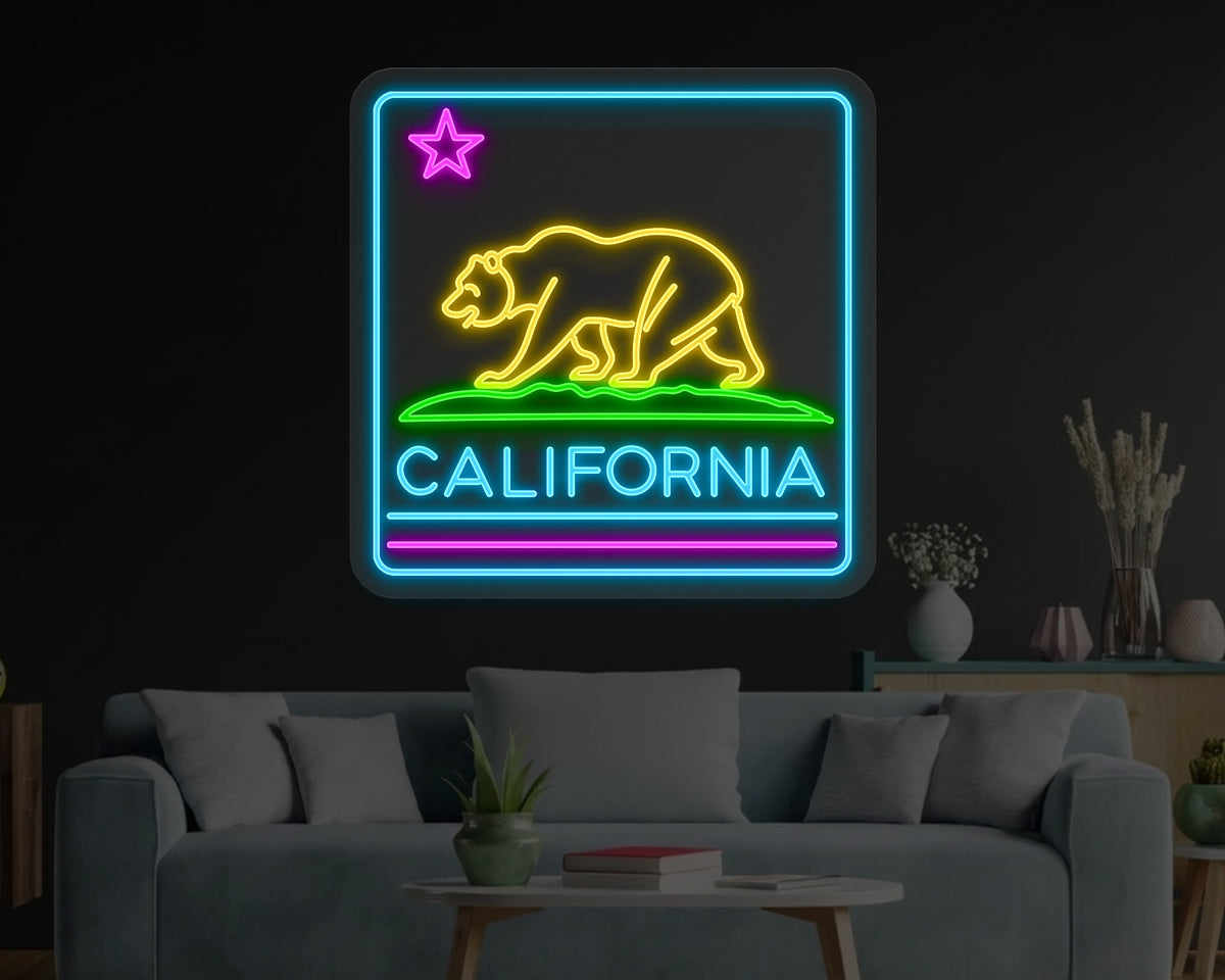 California Stat Flag Neon Sign