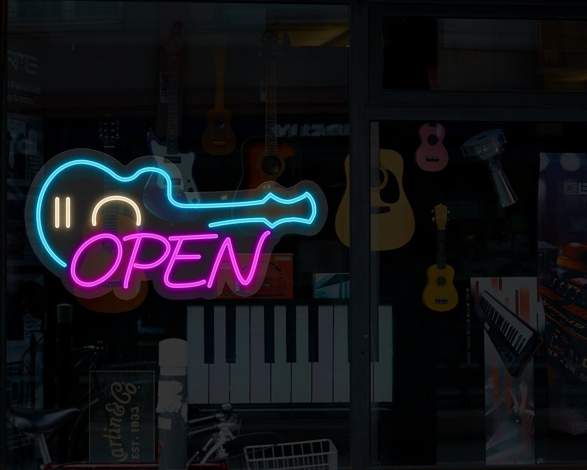 Guitar Open Neon Sign