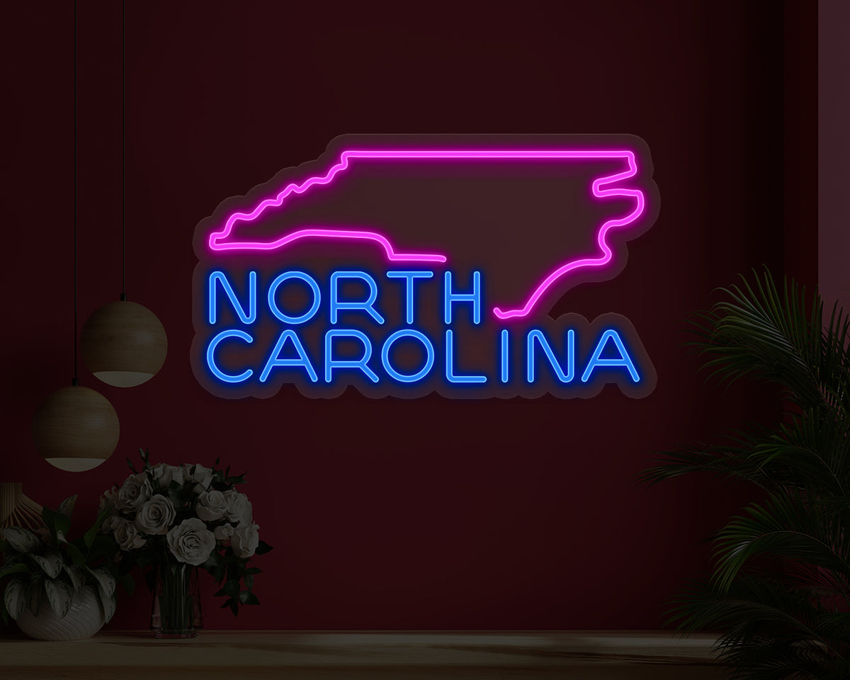 North Carolina Map Neon Sign