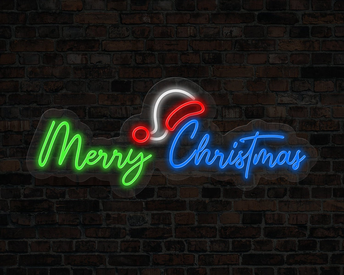Merry Christmas with Cap Neon Sign
