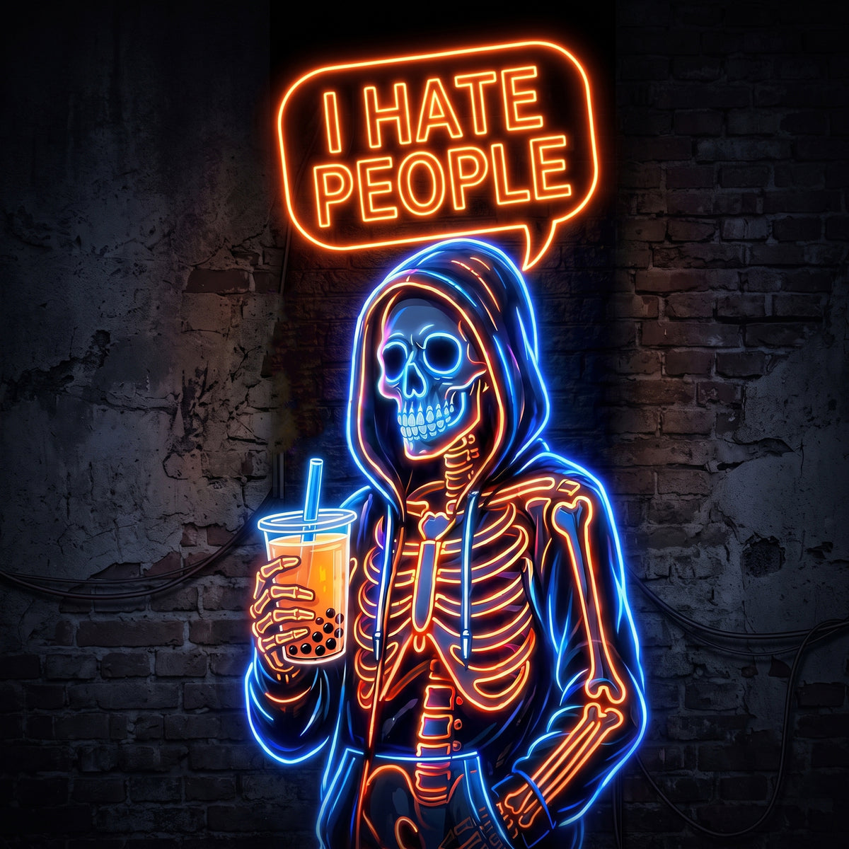 I Hate People Halloween Neon