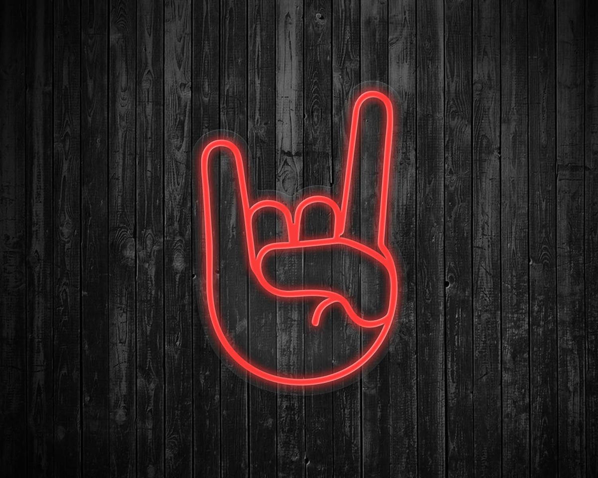 Rock On Emoji Neon Sign