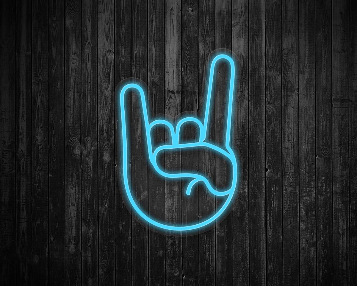 Rock On Emoji Neon Sign