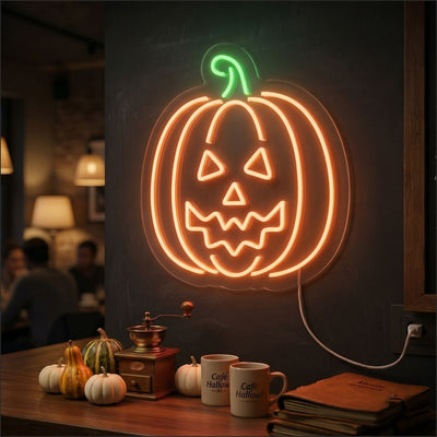 Evil Halloween Pumpkin Neon Sign