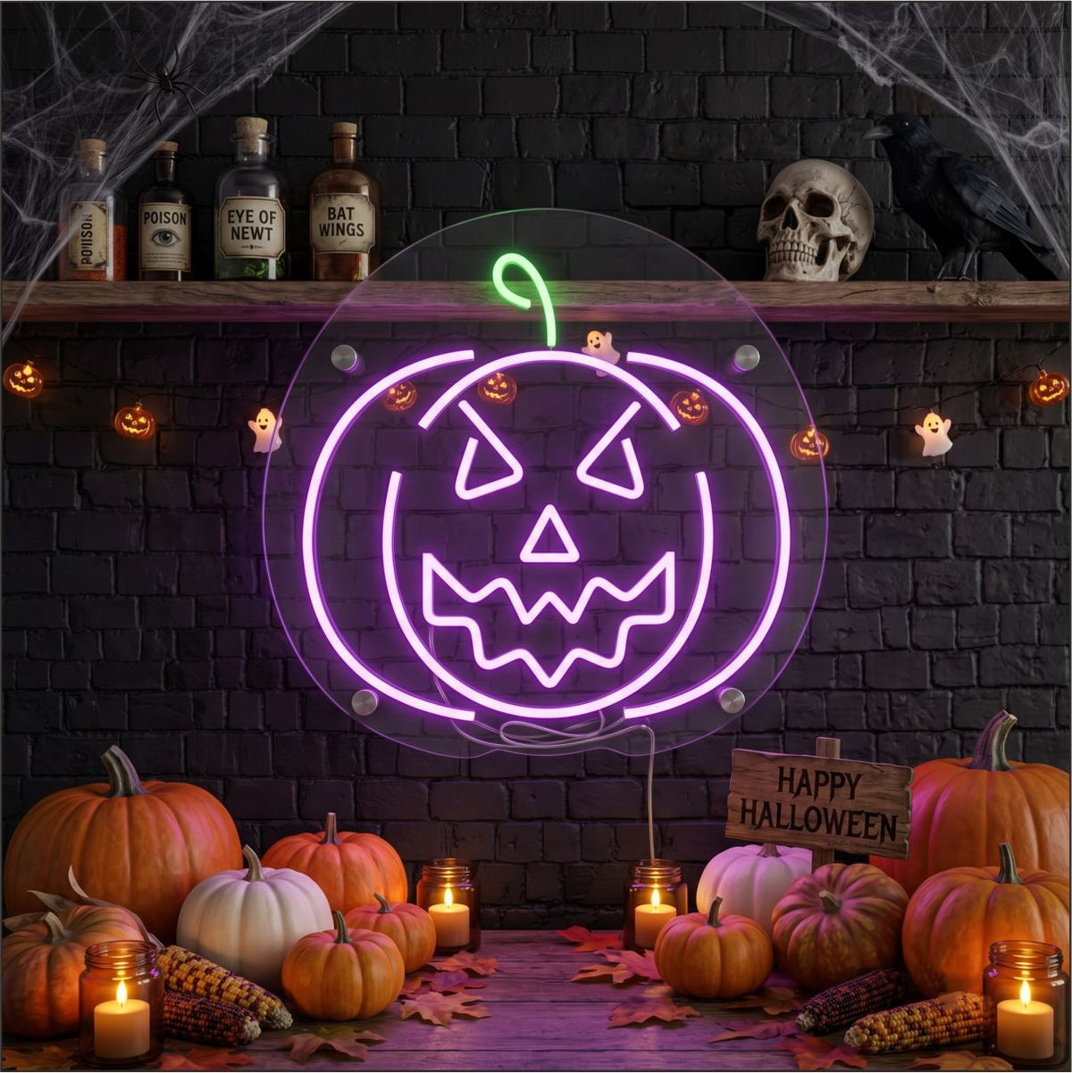 Evil Halloween Pumpkin Neon