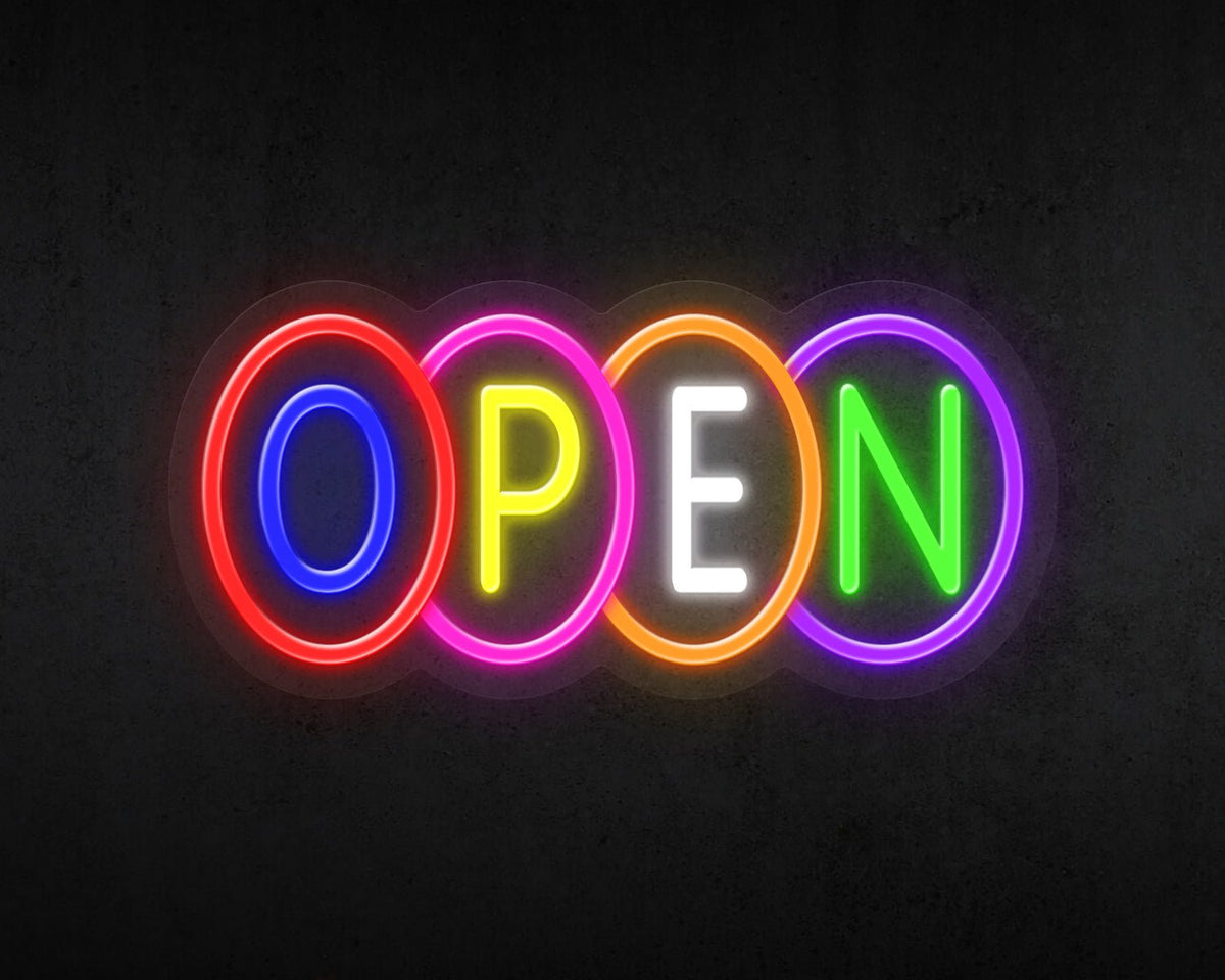 Open Multicolour Neon Sign