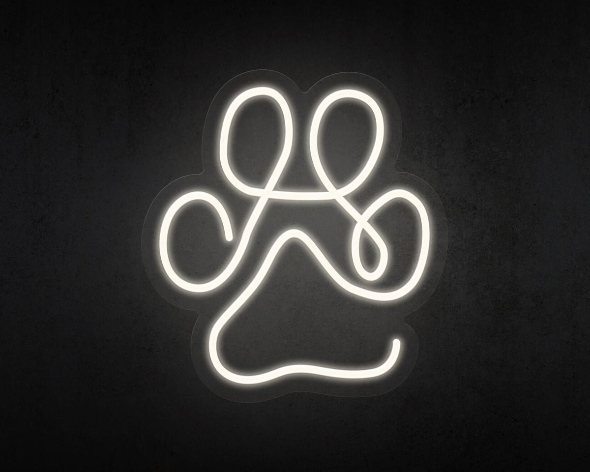 Line Art Paw Print Neon Sign