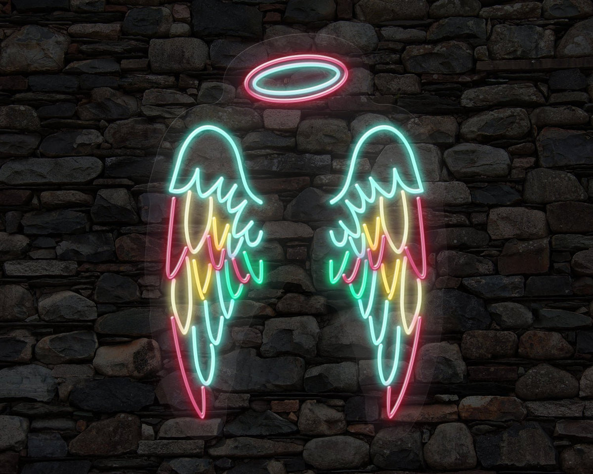 Colourful Angel Wings Neon Sign