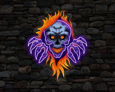 Fire Skull Neon Sign