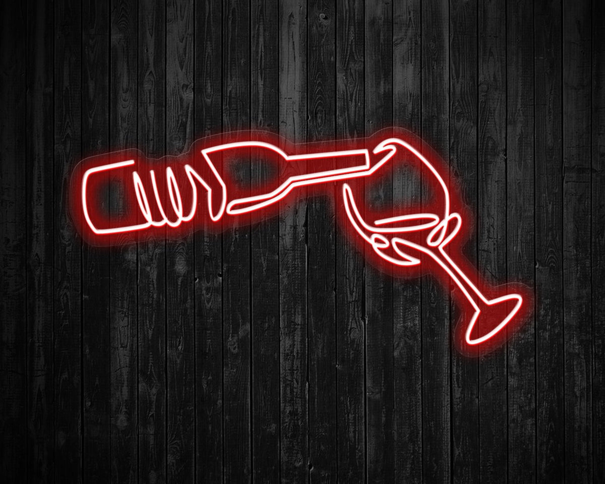 Winen with Glass Neon Sign