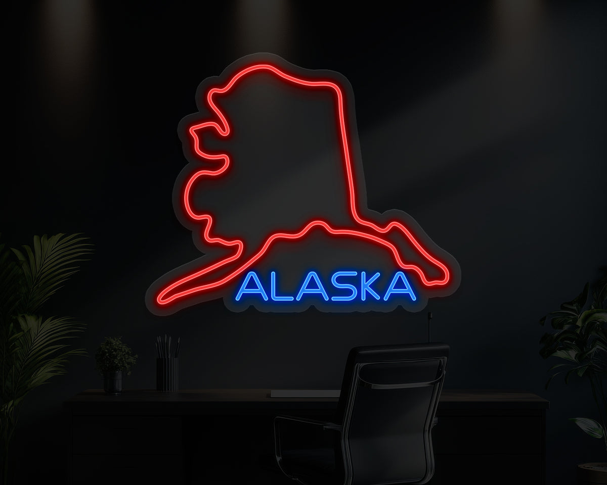 Alaska Map Neon Sign