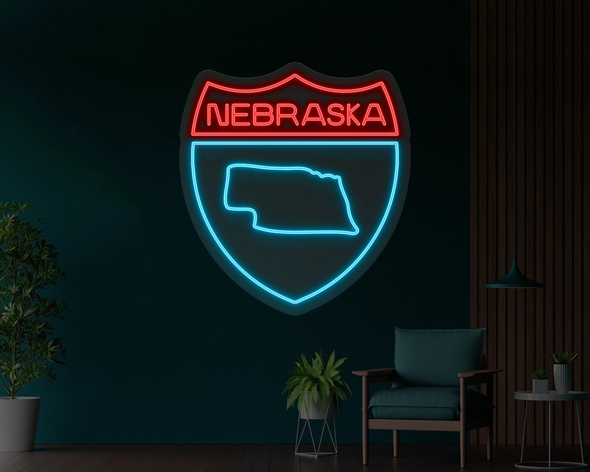 Nebraska Map Neon Sign