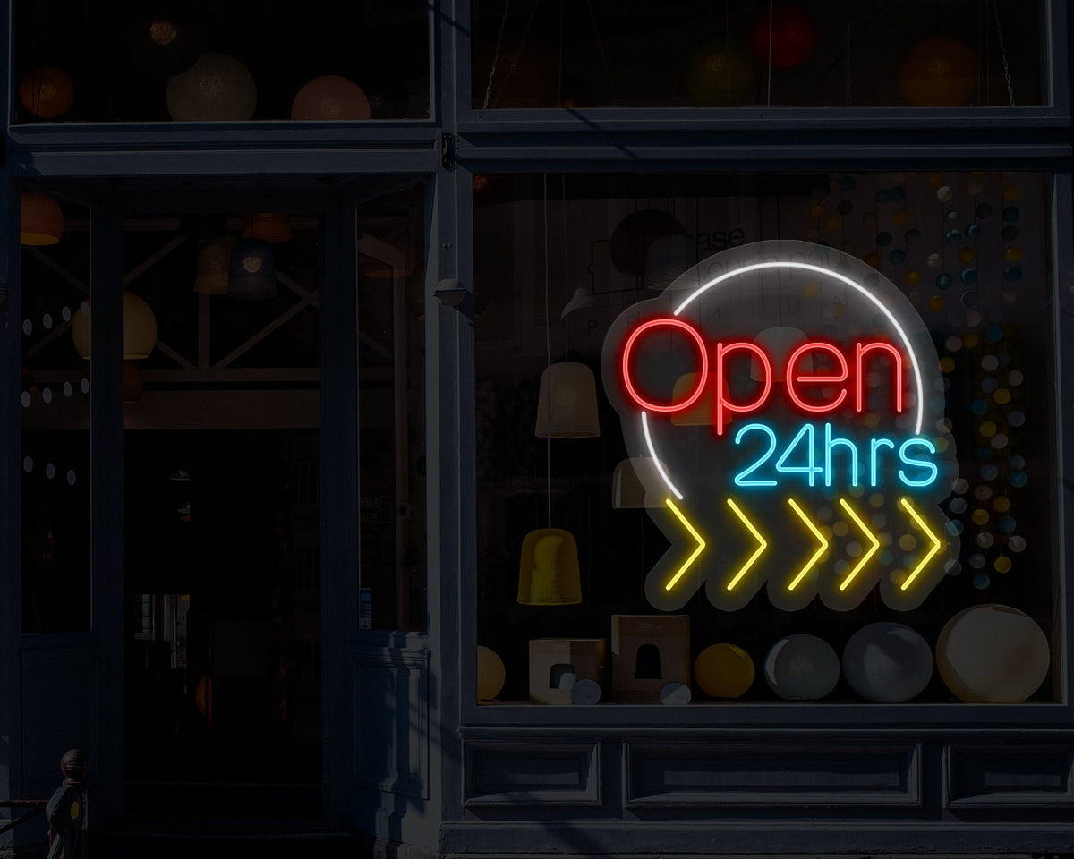Open 24 hrs Neon Sign