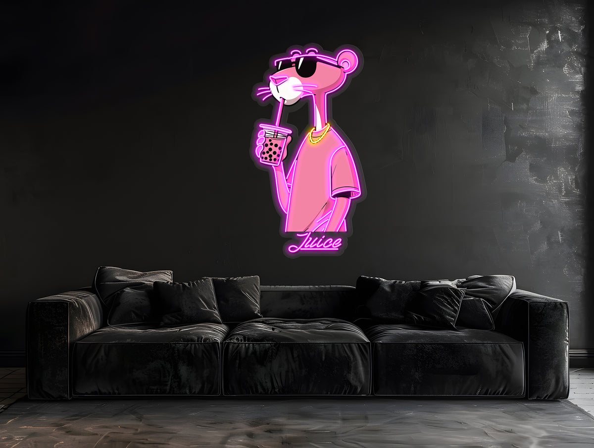 Pink Panther Juice Neon Sign