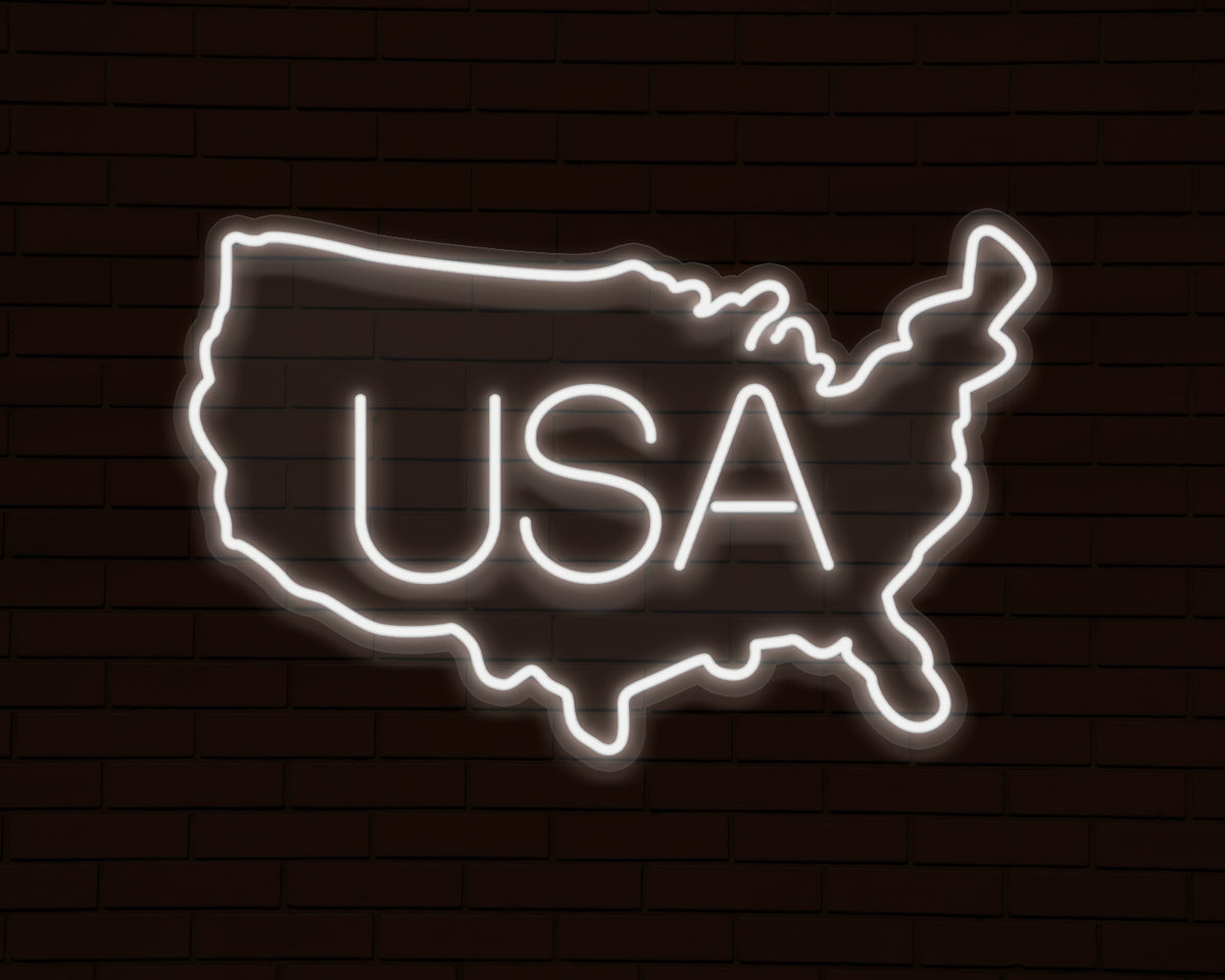 USA Map Neon Sign