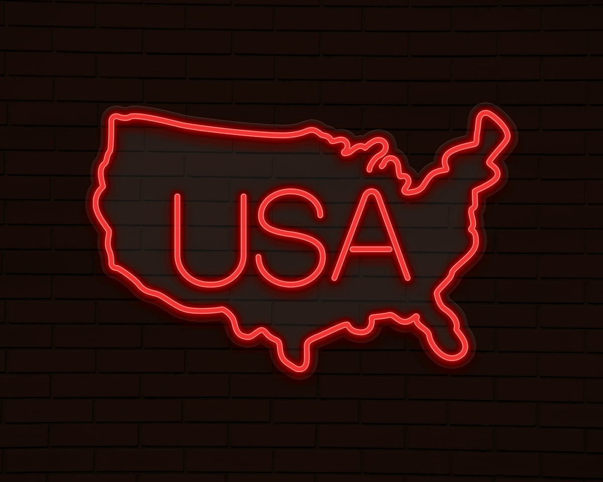 USA Map Neon Sign