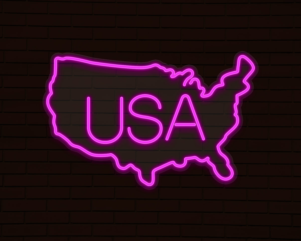 USA Map Neon Sign
