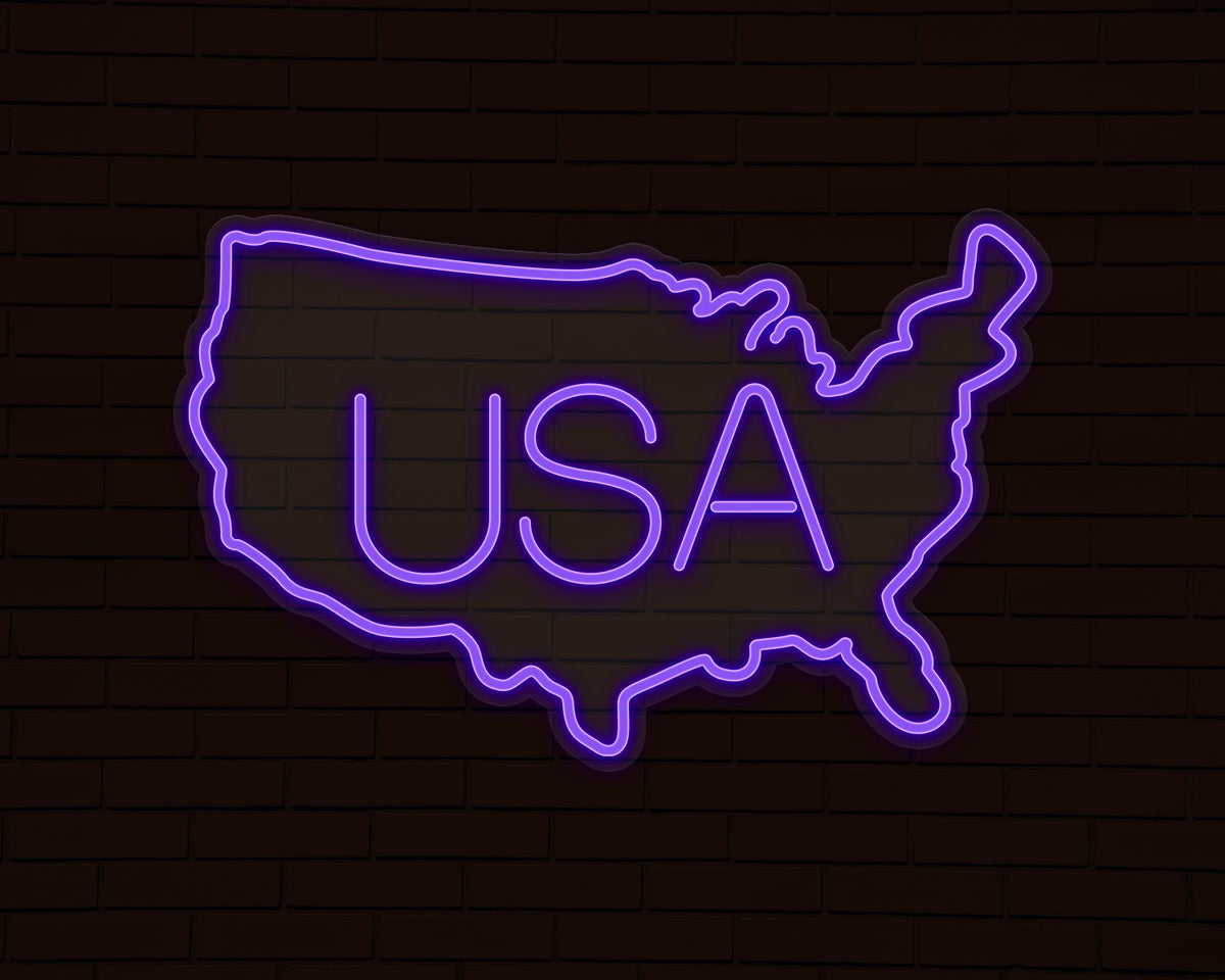 USA Map Neon Sign